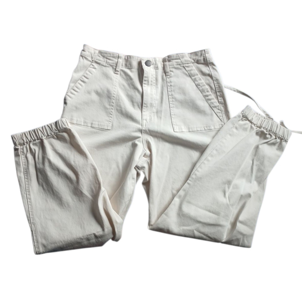 Alice+Olivia Jeans Jogger Cargo Pants Women’s Size 27 Ivory Utility Relaxed Fit